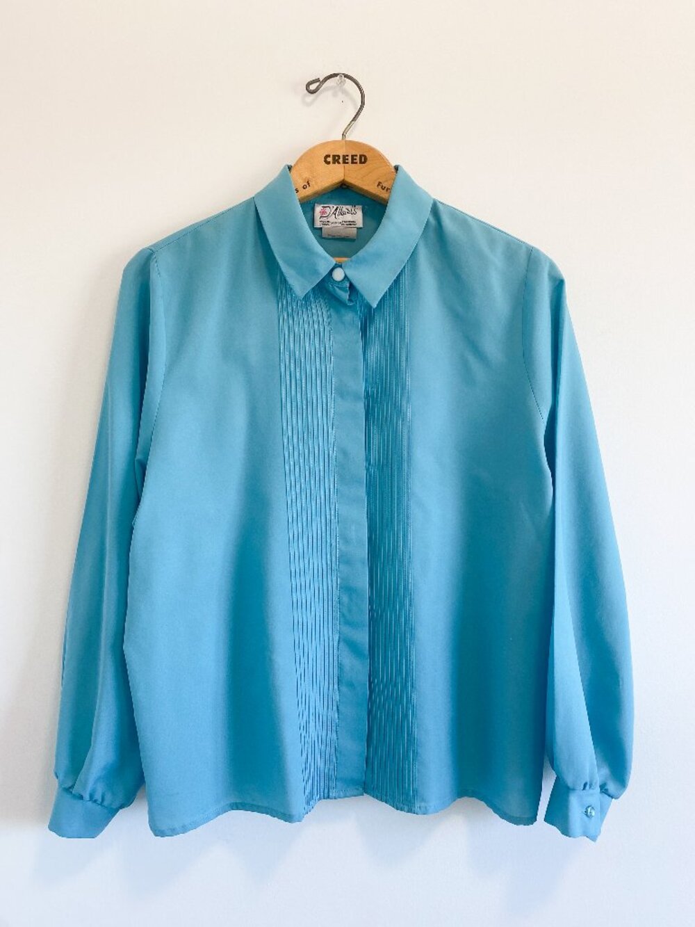Vintage Turquoise Tuxedo Style Dress Shirt / 90s / Made in Canada